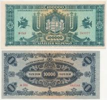 1945. 10.000.000P + 1946. 10.000MP + 1946. 100.000MP + 1.000.000.000MP mind "Forradalmaink Pénz...
