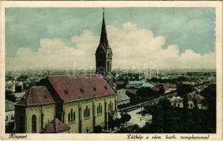 1930 Budapest XIX. Kispest, látkép a római katolikus templommal (EK)