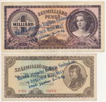 1936. 10P + 1930. 100P + 1946. 100.000.000P + 1946. 1.000.000.000P mind "Második Régipénz Kiáll...
