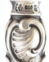 Ezüst (Ag) nyelű sajtvilla, jelzett, h: 20 cm