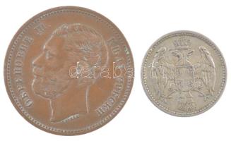 Szerbia 1868. 5p bronz "III. Obrenović Mihály" + 1912. 5p Cu-Ni T:2-
Serbia 1868. 5 Para ...