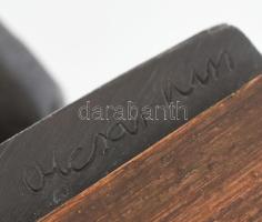 Olcsai Kiss Zoltán (1895-1981): Munkásőr. Fém, jelzett, fa talapzaton, m: 26,5 cm