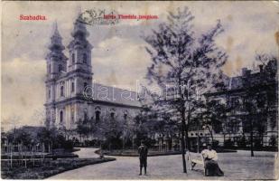 1911 Szabadka, Subotica; Mária Therézia templom. Heumann Mór kiadása / church (fl)