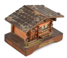Zenélő alpesi ház, fa, működik, m: 8 cm