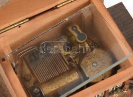 Zenélő alpesi ház, fa, működik, m: 8 cm