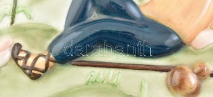 Olaszország, Torino, Lenci fajansz kép, jelzett, kis lepattanással. 31x37 cm