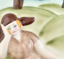 Olaszország, Torino, Lenci fajansz kép, jelzett, kis lepattanással. 31x37 cm