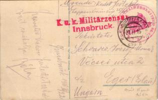 1916 Innsbruck, Altstadt, Gasthof / old town, street, restaurant (EK) + "K.u.k. Militärzensur&q...