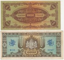 1945. 50P + 1945. 1000P + 1945. 10.000P + 1946. 100.000P mind "20 éves a magyar forint Pénztört...