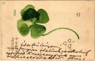 1899 (Vorläufer) A Quatre Feuilles / Art Nouveau clover lady. litho s: Raphael Kirchner (EK)