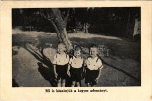 1939 Mi is köszönjuk az adományt - Pestszentlőrinc, A Szent József és Szent Lőrinc otthon árvái adománygyűjtő lapja (EK)