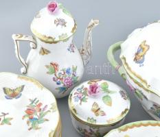80 részes Herendi Viktória mintás tétel. Kézzel festett porcelán, jelzett, korának megfelelő kopások...