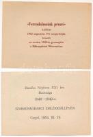 5 darab 1849. 10Ft "Kincstári utalvány" utánnyomat a következő felülbélyegzésekkel: "...