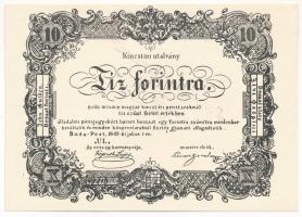 5 darab 1849. 10Ft "Kincstári utalvány" utánnyomat a következő felülbélyegzésekkel: "...