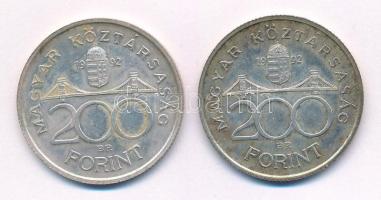 1992. 200Ft Ag "MNB" (2x) T:1-,2 patina Adamo F13