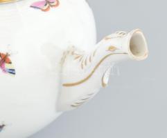 Herendi fácános teáskanna, rózsán lepattanások, kopott, jelzett, m: 18 cm