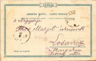 Belgrade, Belgrád, Beograd; Greetings... Serbian folklore. V. Valozic Buchhandlung Art Nouveau, flor...