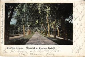 1900 Keszthely Balatoni sétány. Üdvözlet a Balaton taváról. Mérei Ignác (EK)