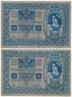 Ausztria 1902. (1920) 1000K (2x) piros függőleges "Deutschösterreich" felülbélyegzéssel (e...