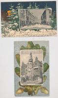4 db RÉGI hosszú címzéses német szecessziós litho képeslap / 4 pre-1905 German Art Nouveau litho pos...