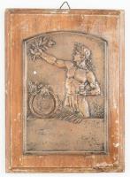 1935.09.29. Várm. verseny Kiszombor. Plakett. 21,5x15 cm, kopott fára applikált bronz.