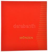 Piros MÜNZEN feliratú érmetartó album klf méretű érmék tárolására, 9 darab berakólappal, használt állapotban