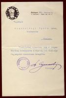 Sz. Gyenes Lajos festőművész aláírása Munkácsy Céh papírján