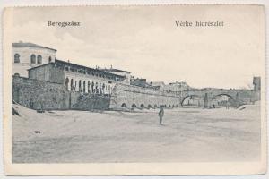 1906 Beregszász, Beregovo, Berehove; befagyott Vérke folyó télen, híd / frozen Verke river in winter, bridge (non PC) (kis szakadás / small tear)