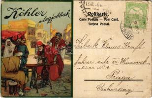 1916 Köhler a legjobbak. Köhler varrógép reklám / Köhler sewing machine advertisement card. litho (kopott sarkak / worn corners)