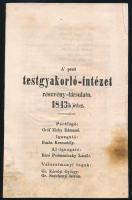 1843 A pesti testgyakorló intézet részvénytársulatának tájékoztató lapja, foltos, 6p