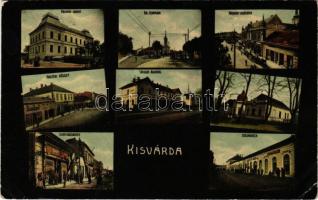 1914 Kisvárda, polgári iskola, Görög katolikus templom, Piac tér, vasútállomás, Kossuth Lajos utca, Csillag utca, piac, liszt főraktár, Smilovits Dezső, Frenkel M., Elek Dezső üzlete, marhasó, Berger Ignác és társa könykereskedés és saját kiadása (EK)