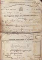 1884 Alső Magyar Ált. Biztosító Rt. biztosítási kötvény / Insurance contract