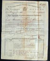 1884 Első Magyar Ált. Biztosító Rt. biztosítási kötvény / Insurance contract