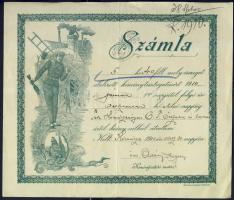 1910 Litho kéményseprő számla /  Litho chimneysweep invoice