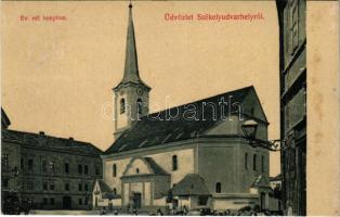 1912 Székelyudvarhely, Odorheiu Secuiesc; Református templom. Zabolai Székely Dénes kiadása (W.L. ?) / Calvinist church (r)