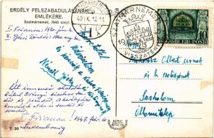 1940 Szatmárnémeti, Szatmár, Satu Mare; bevonulás, kerékpáros katonák, magyar zászlók / entry of the...