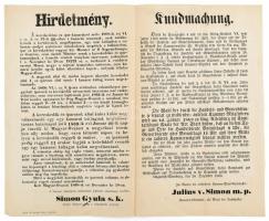 1868 Mosonmagyaróvár, német és magyar nyelvű választási hirdetmény (iparosok)