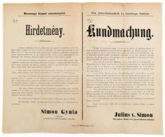 1875 Moson megye, névjegyzék-összeírásról szóló választási hirdetmény