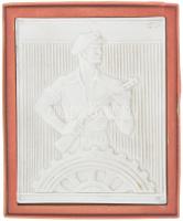 ~1960-1970. Herend munkásőrt ábrázoló egyoldalas porcelán plakett tokjában Szign.:Fb (166x133mm) T:1-  Hungary ~1960-1970. Herend one-sided porcelain plaque depicting a Workers Militia in case. Sign.:Fb (166x133mm) C:AU