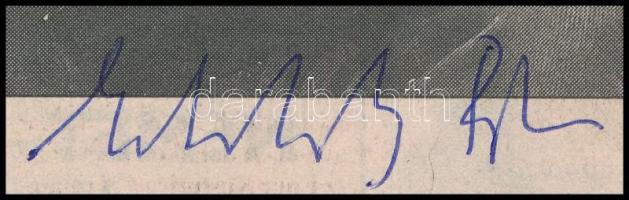 Csoóri Sándor, Esterházy Péter írók autográf aláírásai újságkivágásokon