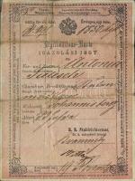 1858 Személyazonosító igazolvány 12 kr okmnybélyeggel / ID card with 12 kr document-stamp