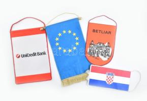 4 db-os asztali zászló tétel (EU, horvát, csehszlovák, UniCredit)