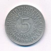 Német Szövetségi Köztársaság 1951D 5M Ag T:2 German Federal Republic 1951D 5 Mark Ag C:XF Krause KM# 112.1