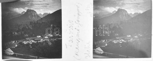cca 1930-1940 Olaszország látnivalói, 4 doboz sztereó üveglemez pozitív, 4,5×10,5 cm