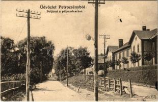 1912 Petrozsény, Petrosany, Petrosani; feljárat a pályaudvarhoz, vasútállomás. Adler fényirda / road to the railway station (EK)