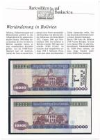 Bolívia 1984. 10.000P + 1984. 10.000P felülbélyegzéssel, német nyelvű ismertetővel T:I Bolivia 1984. 10.000 Pesos + 1984. 10.000 Pesos with overstamp, with german description C:AU P#169