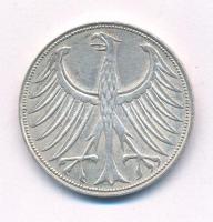 Német Szövetségi Köztársaság 1964G 5M Ag T:2 patina Federal Republic Germany 1964G 5 Mark Ag C:XF pa...