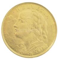 Svájc 1922B 10Fr Au "Helvetia" (3,22g/0.900) T:2 Switzerland 1922B 10 Francs Au "Helv...