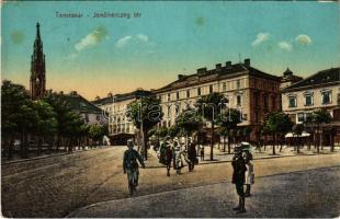 1910 Temesvár, Timisoara; Jenőherceg tér / square, street view (fl)
