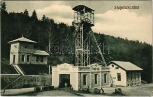 Anina, Stájerlakanina, Steierdorf; Panur akna, bejárat Jó szerencsét! felirattal, iparvasút. Sigmund Hubert kiadása / mine, industrial railway, mine carts (kis szakadás / small tear)